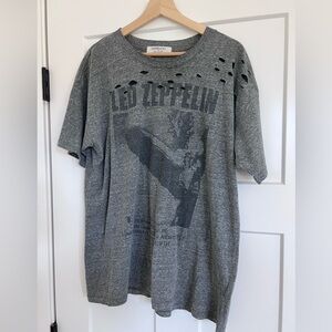 Free People Daydreamer Oversize Distressed Led Zeppelin Rocker Tee - Grey